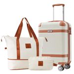 Merax Luggage Sets Travel Suitcase with 8 Spinner Wheels, Collision-Protection Angle, 3-Piece Set, TSA Lock, Expandable, Carry-On Luggage (20/24/28), White, 3-piece Set(20 Inch), 3-piece Set(20 Inch)