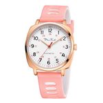 Diaofendi Waterproof Nurse Watch for Medical Professionals,Women Men, 24 Hour with Second Hand, Military Time Easy to Read Dial, Rose Gold-Pink White, Nurse watch