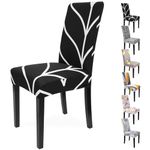 Zindoo Dining Chair Covers, Stretch Chair Slipcover, Spandex High Back Chairs Cover Elastic Washable Removable Chair Protector, Set of 4, Black-White Lines