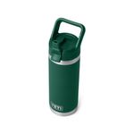YETI Rambler 18 oz (532 ml) Stainless Steel Water Bottle with Straw Cap (Black Forest Green) – Insulated Drinks Bottle with 100% Leakproof Straw Cap – 5 Year Warranty