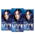 Schwarzkopf Live Intense Colour Hair Dye, Permanent Colour & Built-In Vibrancy Serum – 3x U67 Blue Mercury