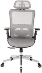 SENZZ Ergonomic Office Chair, Desk Chair with High Back, Gaming Chair with Flip-Up Arms, Mesh Office Chair with Adjustable Headrest, Swivel Computer Chair with Wheels (Gray)