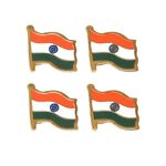 RON Brando Brass Metal Indian National Flag Badge With Pin for Shirt, Flag Lapel Pin For Cloth Indian Flag Brooch, Magnet Badge for Men and Women- Pack Of 4