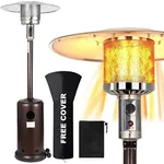 Avenlur Outdoor Patio Propane Heater - 46,000 Btu, Portable with Wheels and Protective Cover | Hammered Bronze