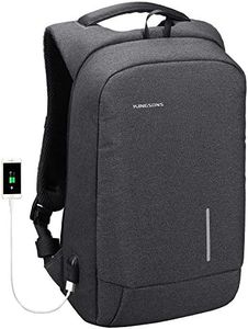 Kingsons Laptop Backpack - Slim Business Travel Computer Bag with USB Charging Port Anti-Theft with TSA Lock Water Resistant for 17.3 Inch Laptop Rucksack for Men, Women, Grey