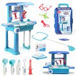 Chanak Premium Doctor Set Trolley for Kids with LED Light Instruments, Pretend Play Doctor Set Trolley for Kids Above 3 Years, Doctor Kit for Boys & Girls, BIS Approved. (Blue Trolley)