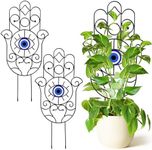 Tuitessine Garden Trellis for Climbing Plants Evil Eye Decorations Hamsa Décor Ivy Vine Stackable Plant Supports Metal Yard Art Garden Stakes Decorative Indoor Housewarming Gift 2 Pack