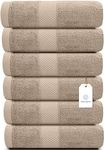 White Classic Luxury Hand Towels for Bathroom-Hotel-Spa-Kitchen-Set - Circlet Egyptian Cotton - 16x30 Inches - Set of 6 (Taupe)