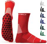 Maestro Soccer Grip Socks for Men and Women with Non-Slip Pads - Anti-Slip Socks Ideal for Football, Basketball, Sports (as1, alpha, l, regular, regular, Red)