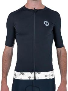 SLS3 Tri Top Men - Short Sleeves Mens Triathlon Top - Mens Triathlon Shirt - Triathlon Men Singlet - Aero FX Triathlon Shirts Men, Back Pocket (White, Large)