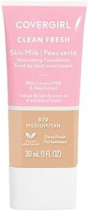 COVERGIRL - Clean Fresh Skin Tint Foundation, Formulated without Parabens, Sulfates, Mineral Oil & Talc, Infused with Coconut Milk & Aloe Extracts, 100% Vegan & Cruelty-Free, Medium/Tan - 570