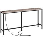 MAHANCRIS Narrow Console Table,160 cm Long Narrow Sofa Table, Industrial Entryway Table with USB Ports, Behind Couch Table for Entryway, Hallway, Foyer, Living Room, Bedroom CTHG16E01Z1