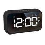 LATEC Digital Clock, Alarm Clock Bedside LED Large Display, 4 Levels Brightness, 8 Volume, 40 Alarm Tones, Snooze, Dual Alarms, 12/24H, Week Display, Loud Alarm Clock (Black)