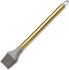 Berglander Gold Basting Brush, Non-stick Silicone Kitchen Brush For Cooking With Titanium Gold Plating Handle, Barbeque Brush, Pastry Brush, BBQ Brush, Dishwasher Safe, Easy to Clean