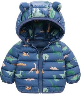 Winter Zipper Puffer Coat for Kids Girls Boys Waterproof Jacket Lightweight Warm Outerwear Cute Hooded Bear Ears Polycotton Jacket Blue 3-4 Years