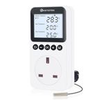 KETOTEK Digital Thermostat Plug Socket with Backlight, Day and Night Temperature Controller with 3m NTC Sensor Probe, Thermostatic Plug 220V for Reptile Terrarium Greenhouse