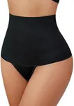 Avidlove Women's Shapewear Tummy Control Thong Mid Waist Shaping Underwear Panty Girdle Body Shaper Brief Black S