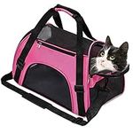 Soft-Sided Foldable Cat/Dog/Pet/Puppy Carrier Bag,Portable Pets Travel Carriers For Cats/Dogs/Pets With Shoulder Strap & Removable Mat,Durable Comfort Cat Basket Airline Approved(Pink,Medium)