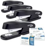 Rapesco 1756 Business Pack: 4 ECO Half Strip Staplers and 4 Boxes of 1000 26/6mm Staples, 20 Sheet Capacity, Black