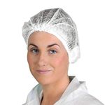 Omnitex 100x Premium White Mob Caps - Non Woven Hygiene Hair Nets Covers, Disposable Clip Caps with Double Elastic (1x Pack of 100)