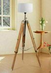 OVERSEAS MART Vintage Style Beautiful Designer Tripod LED Floor Lamp Teak Wooden Floor Lamp (Teak Wood)Pack Of 1