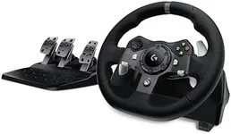 Logitech G920 Driving Force Racing Wheel and Floor Pedals, Real Force Feedback, Stainless Steel Paddle Shifters, Leather Steering Wheel Cover for Xbox Series X|S, Xbox One, PC, Mac - Black