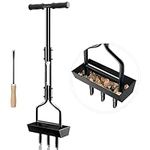 vanpein Lawn Aerator, Coring Manual Hollow Tine Aerator with Soil Column Collection Box, Core Aerating Tool, Heavy Duty Aeration for Compacted Soils and Lawns to Prevent Compaction, Black