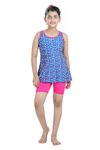 SoftSwiss (2-14 Years One Piece Swiming Dress for Small Girls, Sleevless and Short, Random Print (Cap Not Included) (8-10 Years, Multicolor)