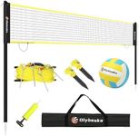 Olybeaka Portable Professional Volleyball Net with Iron Adjustable Height Poles, Durable Heavy Duty Volleyball Net Sets System with Easy-Tight Tensioner, Scoring Clamps for Park, Beach, Lawn