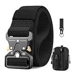 BESTKEE Web Belt for Men, Nylon Military Tactical Duty Belt Fully Adjustable Casual EDC Belt with Automatic Metal Buckle (Black1)