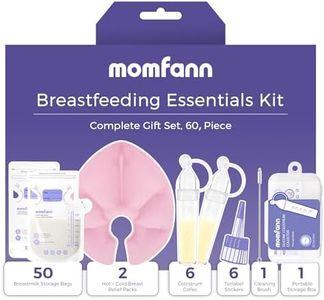 Breastfeeding Care Kit for Nursing Moms, 60 Piece Complete Gift Set with Milk Collector, 50 Storage Bags & Hot/Cold Packs - Relieves Engorgement & Improves Milk Flow,BPA-Free Essentials(Pink)