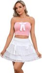 Floerns Women's Contrast Lace Corset Big Bow Front Crop Tube Top Pink Small