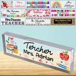 Desk Name Plate Personalized for Teachers Custom Acrylic Block Nameplate Sign for Office Customized Desk Plate Appreciation Décor Gift for Teacher’s Day-Design 4