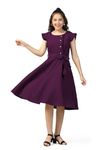 Fashion Dream Girls Solid Knee Length Dress|Girl Kids Dress|Knee Length Dresses|Kids Western Dress|Frocks(FD.OMGFRK00026 DPR 28_Dark Purple_7-8Yrs)