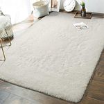 Andecor Soft Fluffy Bedroom Rugs - 5 x 8 Feet Indoor Shaggy Plush Area Rug for Boys Girls Kids Baby College Dorm Living Room Home Decor Floor Carpet, Cream