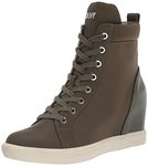 DKNY women's Essential High Top Lace Up Slip on Wedge Sneaker, Army Green, 6.5