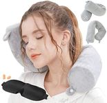 Lucear Travel Pillow Neck Pillows Travel Essentials Traveling on Airplane Twist Memory Foam, Bus, Train at Home(Grey Memory Foam)