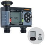 Melnor 65166AMZ HydroLogic Digital Hose Timer, 2-Zone Programmable Watering Timer, Quick Connect Bundle, Black, Grey