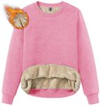 TACVASEN Women's Warm Fleece Jumpers Cosy Tops Pullover Long Sleeve Cotton Sweatshirt Pink