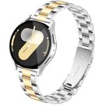 Melyis Slim Stainless Steel Bands for Samsung Galaxy Watch 7 6 5 4 Band, 20mm Watch Band fits Samsung Watch 7 6 5 4 Bands for Women, Metal Band for Galaxy Watch 6 Classic Bands/Watch 5 Pro-Silver/Gold