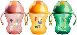 Tommee Tippee Sippee Trainer Cup with Handles, Water Bottle for Toddlers, Spill-Proof, BPA Free, 8oz, 7m+, Pack of 3, Pink, Green and Orange