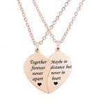 MJartoria BFF Necklace for 2-Split Valentine Heart Together Forever Never Apart Best Friends Pendant Friendship Necklace Set of 2 (Distance-Rose Gold)