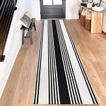 Aoczes Runner Rugs for Hallway 2x8 Black and White Striped Rug Hallway Runner Rug Cotton Woven Washable Rug Farmhouse Runner Rugs for Entryway/Kitchen/Laundry Room/Bedroom/Living Room