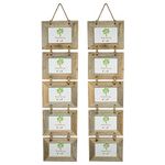 Nicola Spring Hanging 5-Photo Frames - Fits Photo Size 6 x 4 (15 x 10cm) - Pack of 2 - Rustic Natural Wooden Picture Frame Wall Mounted Landscape Orientation Rope Hanging Certificate Poster Frame