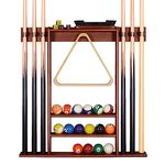 XCSOURCE Pool Cue Rack, Pool Stick Holder Wall Mount, 6 Pool Billiard Stick Holder Wall Billiard Cue Rack, Made of Solid Pine Wood, Pool Table Accessories for Billiard Room or Club (Cue Rack Only)