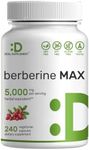 Deal Supplement Berberine Max Supplement with Turmeric, 5,000mg Per Serving, 240 Veggie Capsules – 97% Pure Berberine HCL – 25:1 Berberine Root Extract – Vegetarian Friendly, Non-GMO