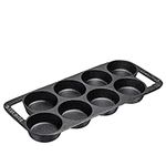 Bruntmor Premium Cast Iron 7-Cup Biscuit Pan,Round Kitchen Non Stick Baking Tool for Scones, Cornbread, Muffins, Cupcakes and Brownies, Black