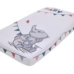 Disney Dumbo Gray, Teal, and White Hello Baby Nursery Photo Op Fitted Crib Sheet