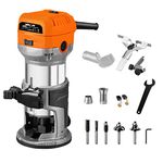 VOLLTEK 6.5-Amp Wood Router Tool, 1.25 HP Compact Trim Router with 5PCS Wood Router Bits, Edge Guide, Roller Guide, Dust Hood and 1/4" & 3/8" Collets Dobetter