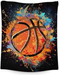 Blanket for Boys - Basketball Throw Blanket Gift for Basketball Lover - 50x40 Inches Sports Blankets for Kids Teens - Black Soft Fuzzy Basketball Stuff for Couch Sofa Bed